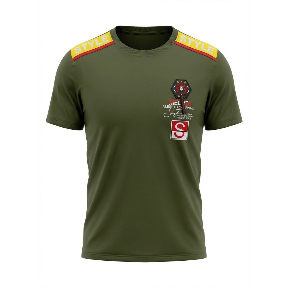 Alberto Cardinali Men Olive Green Short Sleeve T Shirt Style Army Fashion Size M